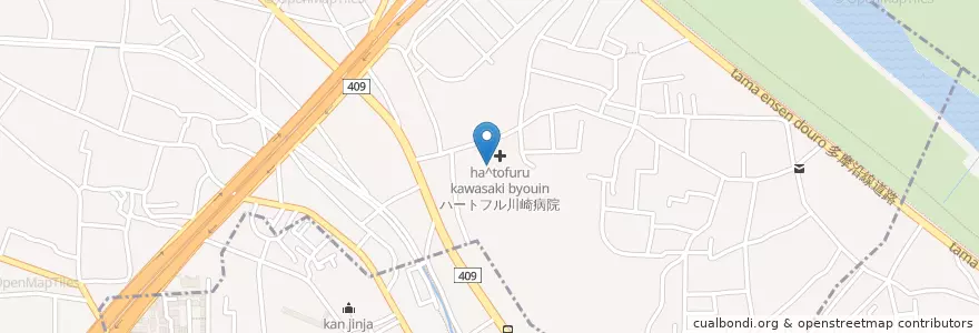 Mapa de ubicacion de ハートフル川崎病院 en ژاپن, 神奈川県, 川崎市, 高津区.