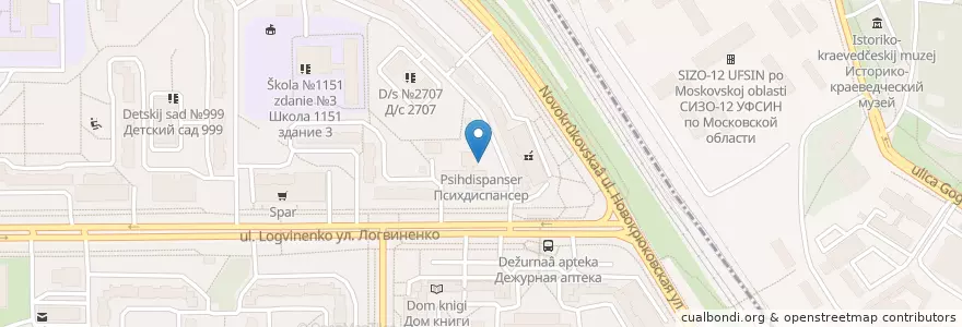 Mapa de ubicacion de Психдиспансер en Rusland, Centraal Federaal District, Oblast Moskou, Moskou, Зеленоградский Административный Округ, Район Крюково.