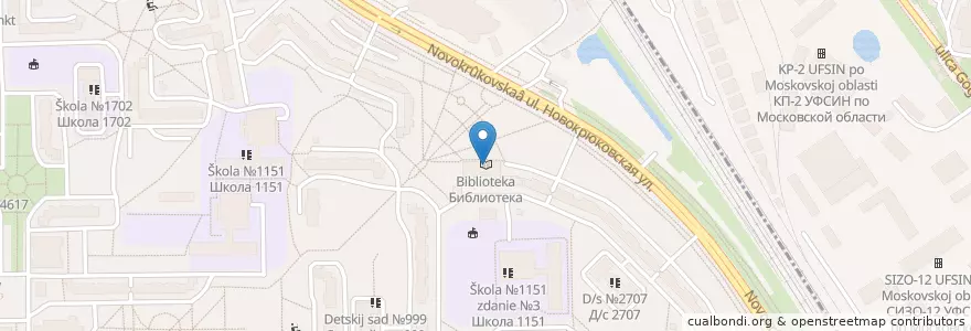 Mapa de ubicacion de Библиотека en Russie, District Fédéral Central, Oblast De Moscou, Moscou, Зеленоградский Административный Округ, Район Крюково.