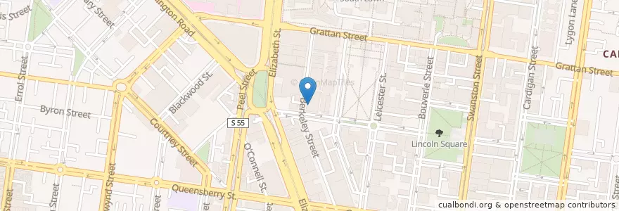 Mapa de ubicacion de The Spot Secure Bicycle Hub en Australien, Victoria, City Of Melbourne.