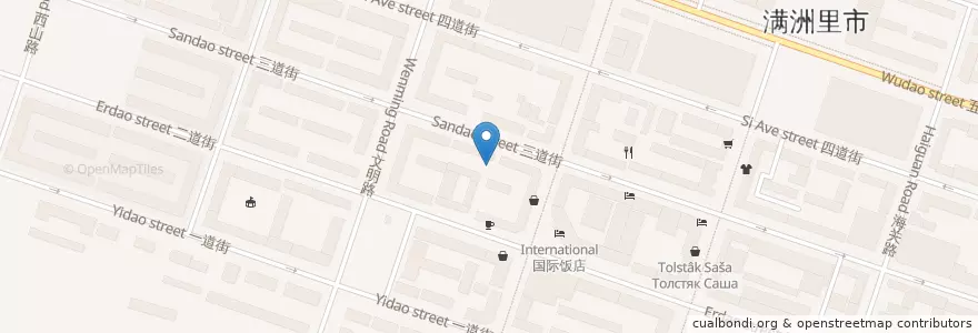 Mapa de ubicacion de 道北街道办 en 中国, 内蒙古自治区, Хөлөнбуйр / 呼伦贝尔市 / Hulunbuir, 满洲里市, 道北街道办.