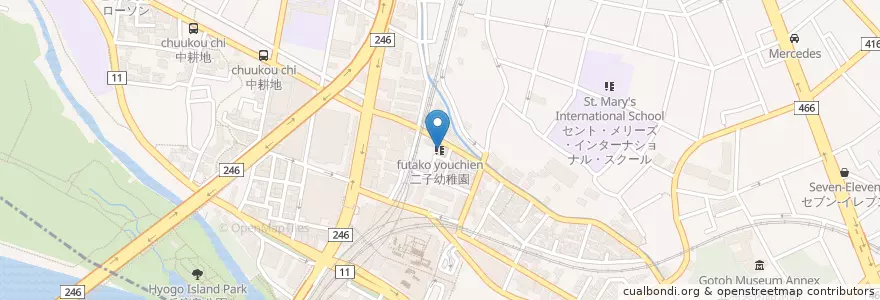 Mapa de ubicacion de 二子幼稚園 en 日本, 东京都/東京都, 世田谷区.