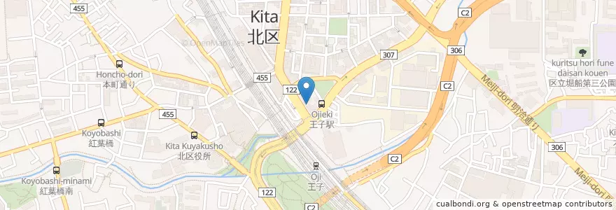 Mapa de ubicacion de 大衆割烹 半平 en 日本, 東京都, 北区.