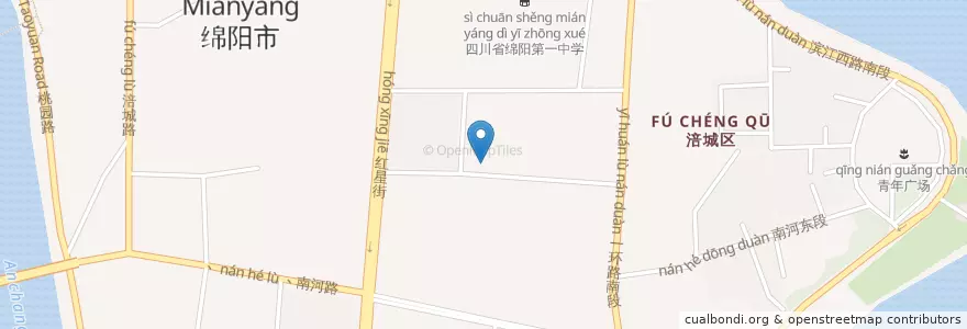 Mapa de ubicacion de 城厢街道 en 中国, 四川省, 绵阳市, 涪城区, 城厢街道.