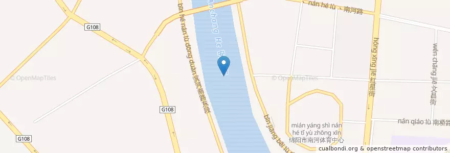 Mapa de ubicacion de 南山街道 en الصين, سيتشوان, 绵阳市, 涪城区, 南山街道.