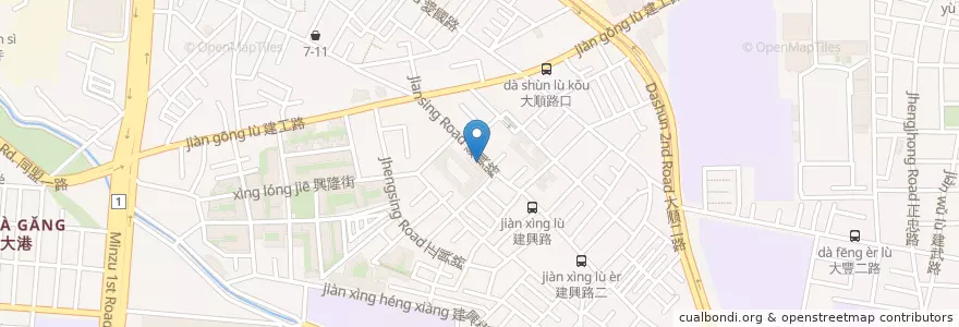 Mapa de ubicacion de 和春技術學院城鄉部 en Taiwan, Kaohsiung, Sanmin.