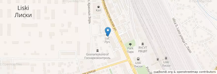 Mapa de ubicacion de Будь здоров! en Rusia, Distrito Federal Central, Óblast De Vorónezh, Лискинский Район, Городское Поселение Лиски.