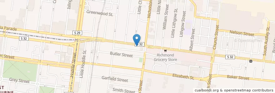 Mapa de ubicacion de T'relek en Avustralya, Victoria, City Of Yarra.