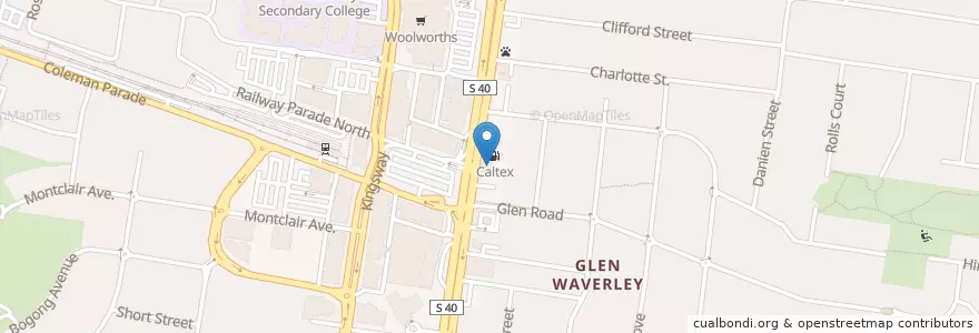 Mapa de ubicacion de Caltex en Avustralya, Victoria, City Of Monash.