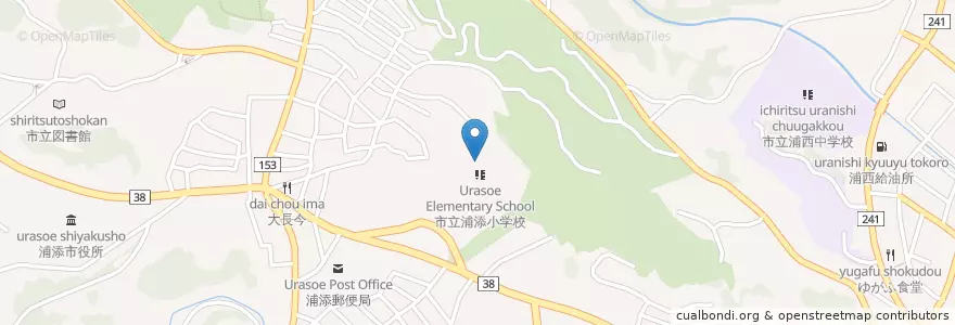 Mapa de ubicacion de 浦添市立浦添小学校 en 日本, 沖縄県, 浦添市.