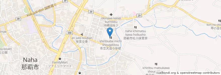 Mapa de ubicacion de 市立大道小学校 en Jepun, 沖縄県, 那覇市.