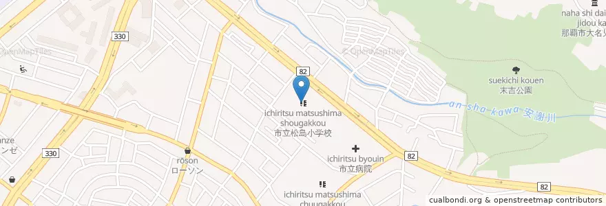 Mapa de ubicacion de 那覇市立松島小学校 en 일본, 오키나와현, 나하 시.