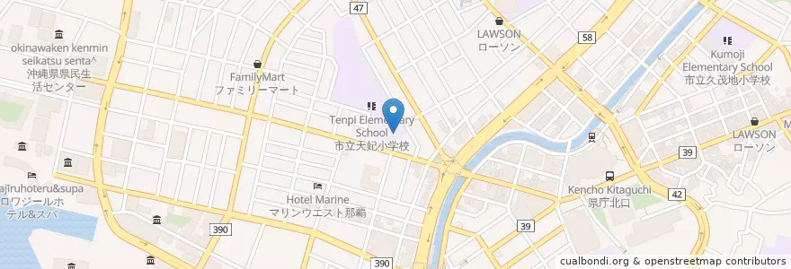 Mapa de ubicacion de 那覇市立天妃幼稚園 en اليابان, أوكيناوا, ناها.