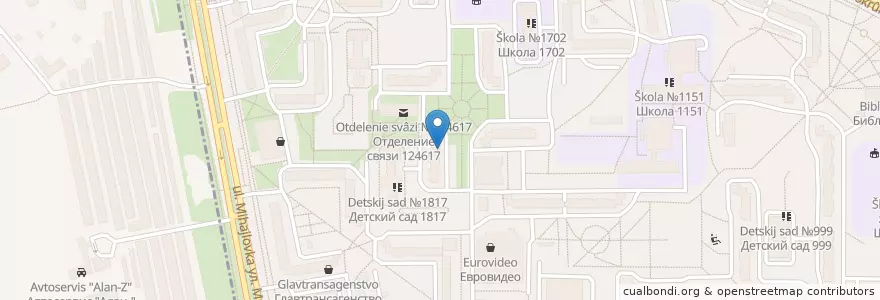 Mapa de ubicacion de Школа Искусств en Russia, Central Federal District, Moscow Oblast, Solnechnogorsky District, Kryukovo District.