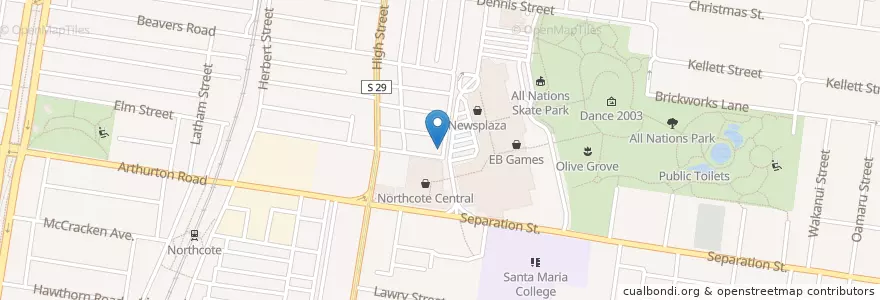 Mapa de ubicacion de Northcote Medical en Australië, Victoria, City Of Darebin.