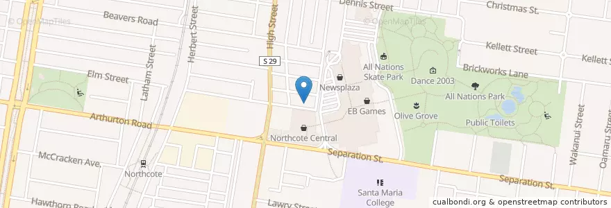 Mapa de ubicacion de Croxton Medical Centre en Avustralya, Victoria, City Of Darebin.