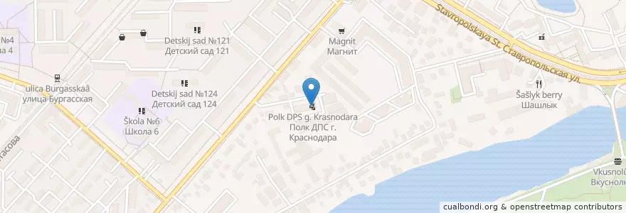 Mapa de ubicacion de Полк ДПС г. Краснодара en Rusia, Южный Федеральный Округ, Краснодарский Край, Городской Округ Краснодар.