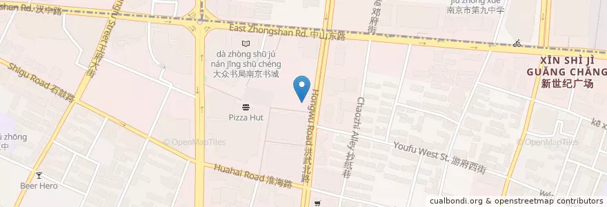 Mapa de ubicacion de 工人影城 en Chine, Jiangsu, Nankin, District De Qinhuai.
