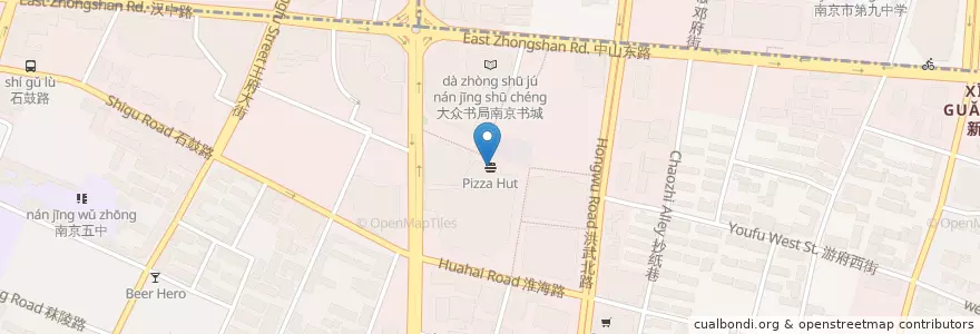 Mapa de ubicacion de Pizza Hut en Cina, Jiangsu, Nanchino, Distretto Di Qinhuai.