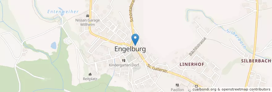 Mapa de ubicacion de Raiffeisenbank Engelburg en سويسرا, Sankt Gallen, Wahlkreis St. Gallen, Gaiserwald.