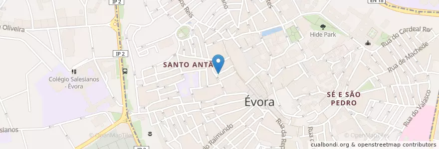 Mapa de ubicacion de Maria Severa en ポルトガル, Alentejo, Alentejo Central, Évora, Évora, Bacelo E Senhora Da Saúde, Évora.