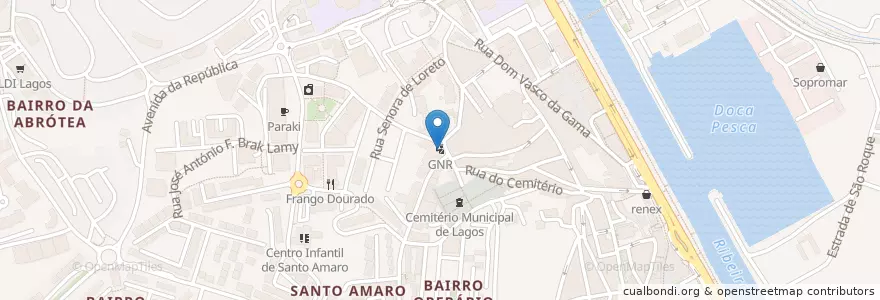 Mapa de ubicacion de GNR en پرتغال, Algarve, Algarve, فارو, لاگوس, São Gonçalo De Lagos.