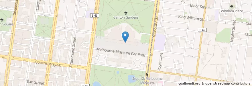 Mapa de ubicacion de CBA ATM Melbourne Museum en Australia, Victoria.