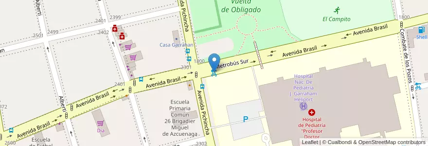 Mapa de ubicacion de 107 - Hospital Garrahan en آرژانتین, Ciudad Autónoma De Buenos Aires, Comuna 4, Buenos Aires.