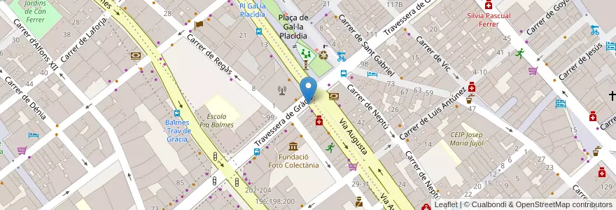 Mapa de ubicacion de 107 - Travessera de Gracia 92 en Spanien, Katalonien, Barcelona, Barcelonès, Barcelona.