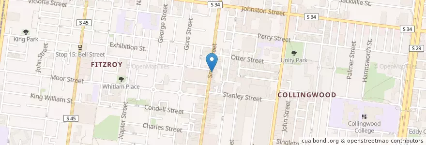 Mapa de ubicacion de Falafel Place en 오스트레일리아, Victoria, City Of Yarra.