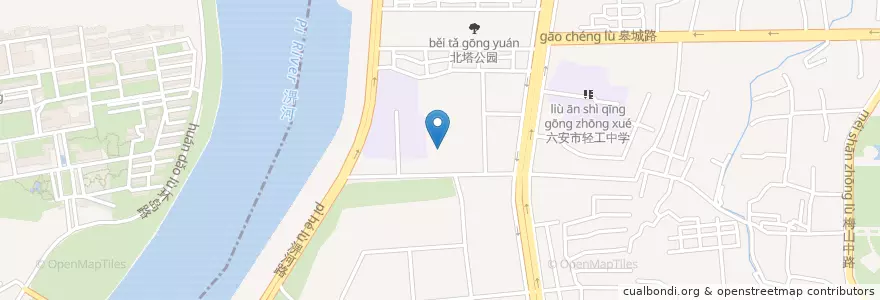 Mapa de ubicacion de 鼓楼街道 en China, Anhui, Lu'an, 六安市区, 金安区 (Jin'an), 鼓楼街道.