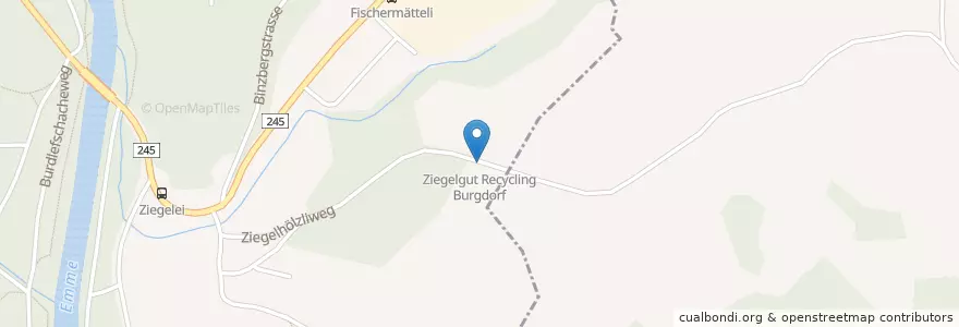 Mapa de ubicacion de Ziegelgut Recycling Burgdorf en Svizzera, Berna, Verwaltungsregion Emmental-Oberaargau, Verwaltungskreis Emmental, Burgdorf.