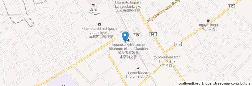 Mapa de ubicacion de 日高屋 北本西口店 en Japan, Präfektur Saitama, 北本市.
