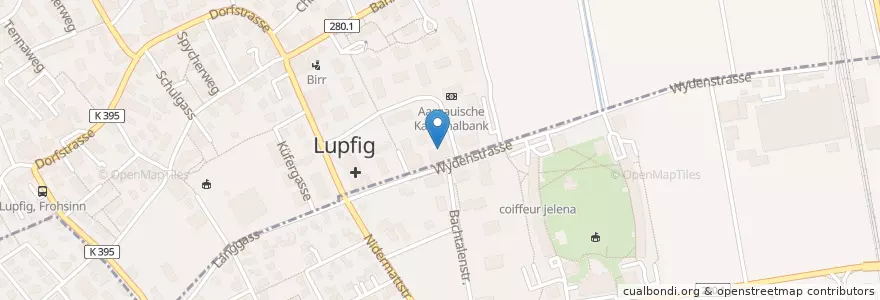 Mapa de ubicacion de Post Birr/Lupfig en Schweiz, Aargau, Bezirk Brugg, Lupfig.