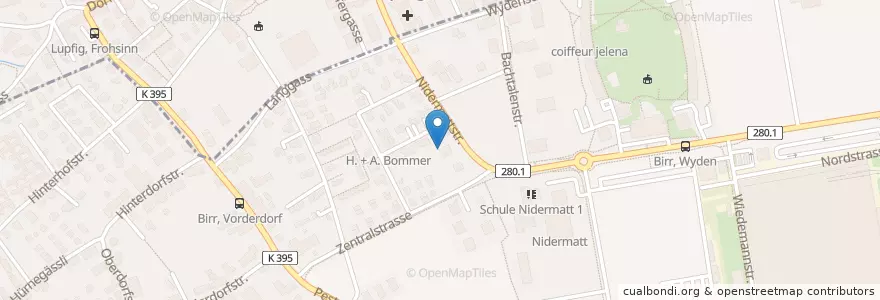 Mapa de ubicacion de Cafe Carina en Switzerland, Aargau, Bezirk Brugg, Lupfig, Birr.