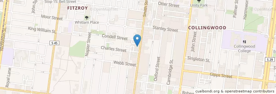 Mapa de ubicacion de Kent Street en Australia, Victoria, City Of Yarra.
