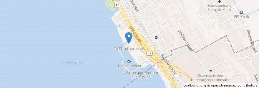 Mapa de ubicacion de WZT;Luftverbund en スイス, チューリッヒ, Bezirk Zürich, Zürich.
