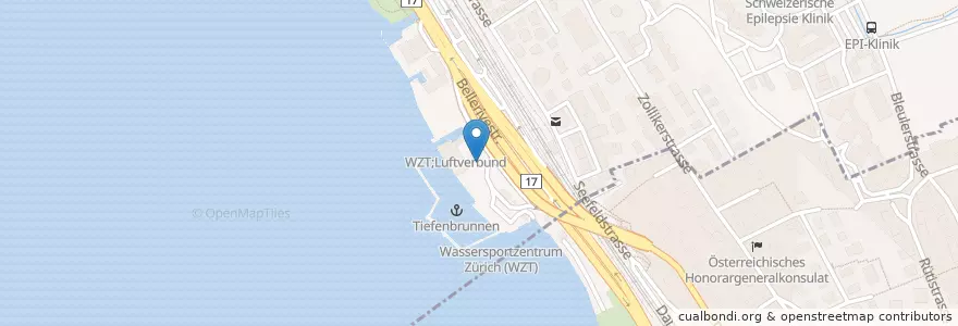 Mapa de ubicacion de Hafen Tiefenbrunnen en Schweiz/Suisse/Svizzera/Svizra, Zürich, Bezirk Zürich, Zürich.