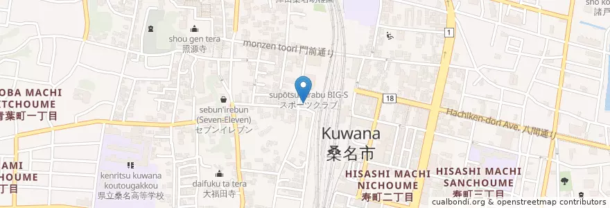 Mapa de ubicacion de 桑名駅西口タクシー乗り場 en Giappone, Prefettura Di Mie, 桑名市.