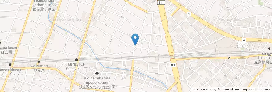 Mapa de ubicacion de 寿司魚熊 en 日本, 東京都, 杉並区.