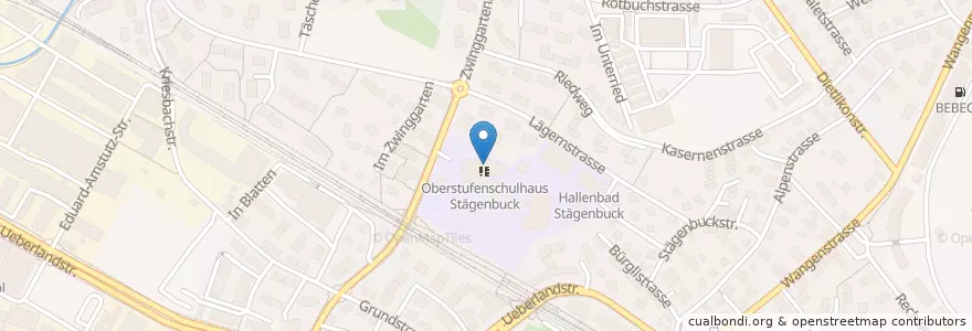 Mapa de ubicacion de Bibliothek der Sekundarschule Stägenbuck en Zwitserland, Zürich, Bezirk Uster.