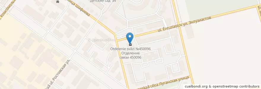Mapa de ubicacion de Отделение связи №450096 en Russland, Föderationskreis Wolga, Baschkortostan, Городской Округ Уфа.
