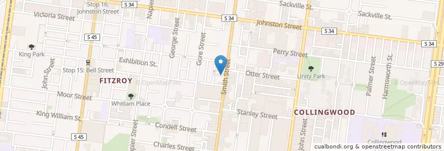 Mapa de ubicacion de Tasty Rooster Charcoal Chicken en オーストラリア, ビクトリア, City Of Yarra.