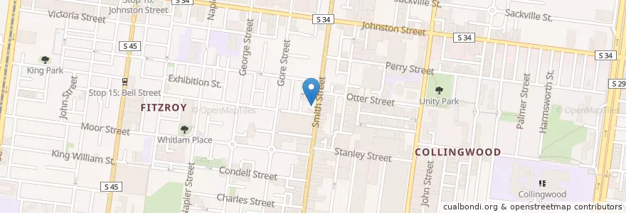 Mapa de ubicacion de N&J Thai Cafe en Austrália, Victoria, City Of Yarra.