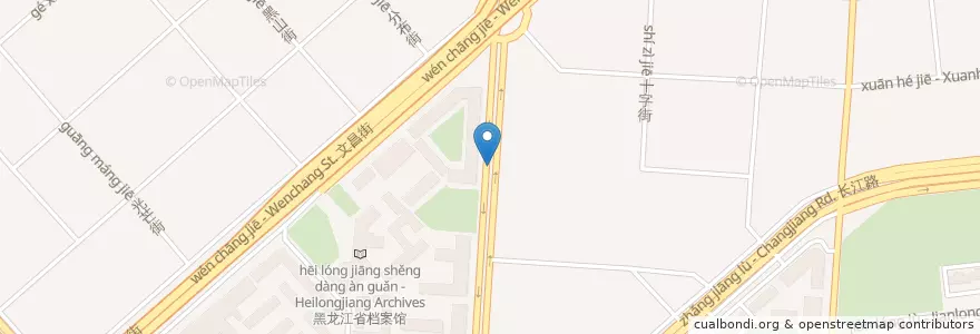 Mapa de ubicacion de 奋斗路街道办事处 en China, Heilongjiang, 南岗区, 芦家街道办事处, 奋斗路街道办事处.