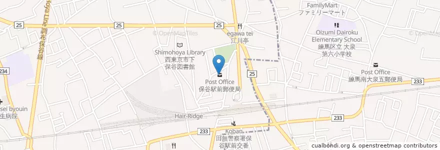 Mapa de ubicacion de 保谷駅前郵便局 en Giappone, Tokyo, 練馬区.