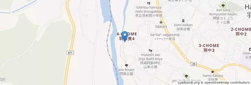 Mapa de ubicacion de 阿蘇神社 en Jepun, 東京都, 羽村市.