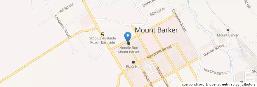 Mapa de ubicacion de Noodle Box Mount Barker en 澳大利亚, 南澳大利亚州, Mount Barker District Council.