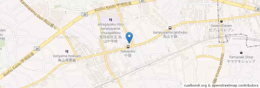 Mapa de ubicacion de バーミヤン 千歳烏山店 en Japon, Tokyo, 世田谷区.