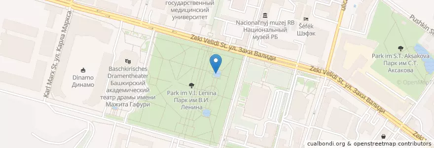 Mapa de ubicacion de Северный фонтан en Russie, District Fédéral De La Volga, Bachkirie, Городской Округ Уфа.
